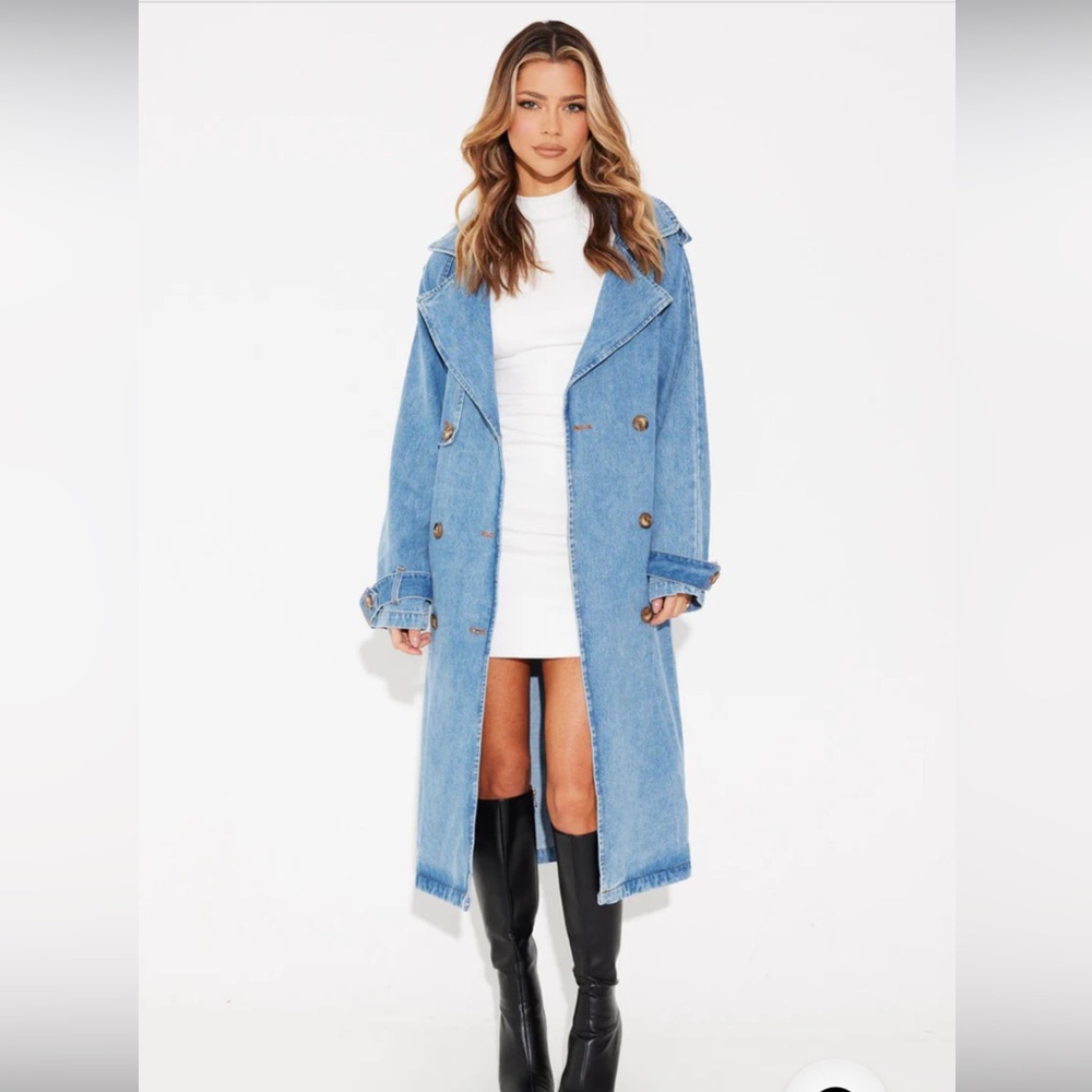 Bronze Snake Denim Trench Coat NWT